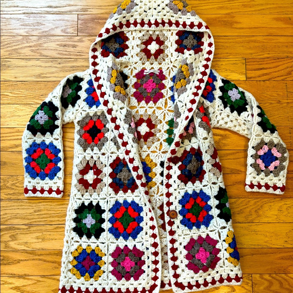 Anthropologie Crochet Granny Square Cardigan
